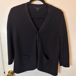 COS DARK NAVY BLUE BUTTON UP CARDIGAN WITH 3/4 SLEEVES AND POCKETS SZ MEDIUM